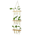 Hyindoor Wall Hanging Propagation Stations 3 Tired Wall Planter Terrarium with Wooden Stand and Glass Test Tubes Plant Hanger Flower Vase for Home Office Wall Decor Hydroponic Cuttings - size: Medium-9 Tubes