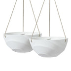 La Jolie Maison 10 Inch Hanging Planters for Indoor Plants, Outdoor Garden Planter Pots with Self-Watering Tray, Eggshell White, Set of 2 - color: Eggshell White