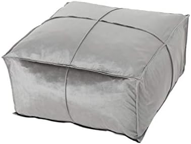 Foamma Pouf Ottoman Smoke, 24"x24"x12" - Square Ottoman Foot Rest for Living Room and Bedroom, Pouf Footstool with Velvet Cover, Foot Rest for Couch, Boho Furniture for Home