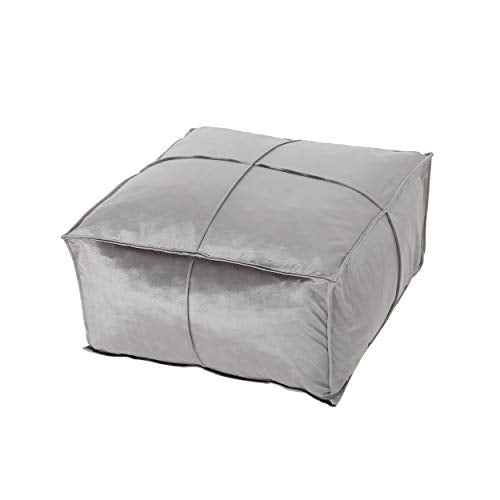 Foamma Pouf Ottoman Smoke, 24"x24"x12" - Square Ottoman Foot Rest for Living Room and Bedroom, Pouf Footstool with Velvet Cover, Foot Rest for Couch, Boho Furniture for Home - color: Smoke