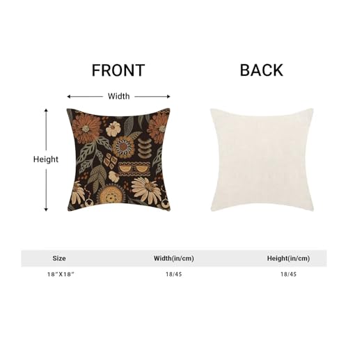 Boho Brown Plant Pillow Covers 18x18 Inch Set of 2, Boho Floral Outdoor Decorative Brown Tropical Leaves Throw Pillows Retro Bohemian Flower Couch Cushion Case for Chair Sofa Bedroom - color: Vc1, size: 18" x 18" (Pack of 2)