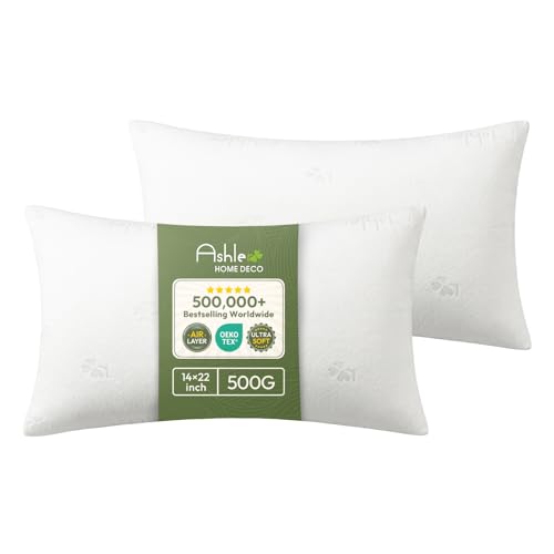 Ashler Throw Pillow Inserts- 14x22 Pillow Inserts with Air Layer, Premium Bed and Couch Pillows - Indoor Decorative Throw Pillow, Lumbar Cushion Sham Stuffer, Pack of 2, White - size: 14x22 Inch