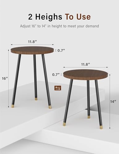 Plant Stand Indoor Outdoor: Small Plant Stand Indoor 16" Convertible Flowers Pot Holder - Small Round Side End Table Mid Century Modern Decor - Plant Table for Home Decor - color: Walnut, size: 16''&16''