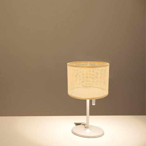 Rattan Lampshade 6.29X6.29X4.72 Inch Hand Woven Lamp Cover Natural Wicker Lamp Shade Soft Light Diffuser for Table Lamps Living Room Bedroom Decor