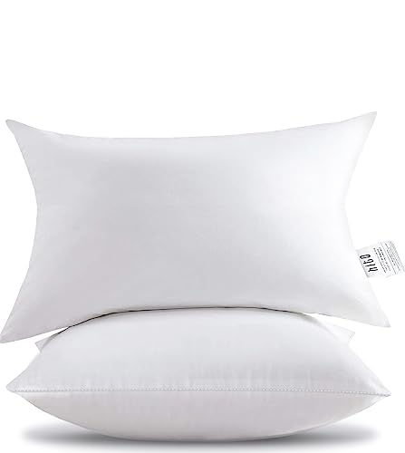 HITO 12x20 Pillow Inserts (Set of 2)- 100% Cotton Covering Down Alternative Throw Pillows White for Couch Bed Sofa - size: 12x20 Inch (Pack of 2)