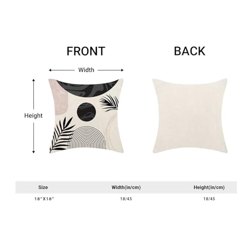 Boho Mid Century Pillow Covers 18x18 Set of 2, Black and White Throw Pillowcase Boho Leaves Abstract Geometric Aesthetic Outdoor Farmhouse Cushion Cover for Sofa Couch Bed Living Room Decor - color: Boho22, size: 18" x 18" (Pack of 2)
