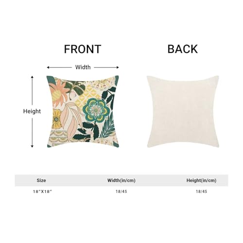 Boho Floral Pillow Covers 18x18 Set of 2, Abstract Mid Century Morden Outdoor Decorative Botanical Flowers Tropical Leaves Throw Pillows Retro Flower Couch Cushion Case for Chair Sofa Bedroom - color: Vc6, size: 18" x 18" (Pack of 2)