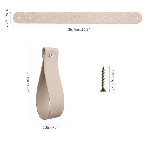 Curtain Rod Holders,Set of 8 Leather Curtain Rod Brackets with Screws,PU Curtain Rod Hangers,Leather Straps Hooks for Wall Pole Macrame Boho Art Décor, Beige - color: Beige
