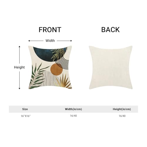 Boho Pillow Covers 16x16 Set of 2 Green Gold Navy Blue Throw Pillow Covers Mid Century Bohemian Style Tropical Leaf Pillowcase Farmhouse Decorative Cushion Case For Home Sofa Outdoor Decoration - color: Mid Century-navy Blue, size: 16" x 16" (Pack of 2)
