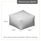 Anji Mountain Pouf Ottoman Foot Rest, Handmade Ottoman Pouf, Comfortable Foot Stool, Decorative Floor Seating for Living Room Decor, Bedroom & Home Décor Accent - Silvered