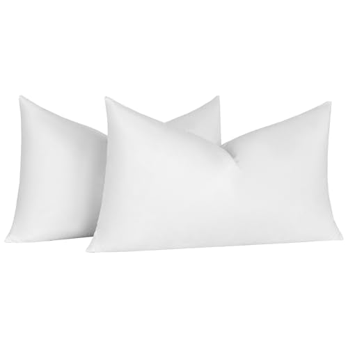basic home Hotel-Style Goose Feather Accent Pillow Insert for Sofa & Bed - 100% Odorless & Plump Cushion Filler - 233TC Cotton with Inner Liner to Prevent Poking (14x24 Inch) - size: 14x24