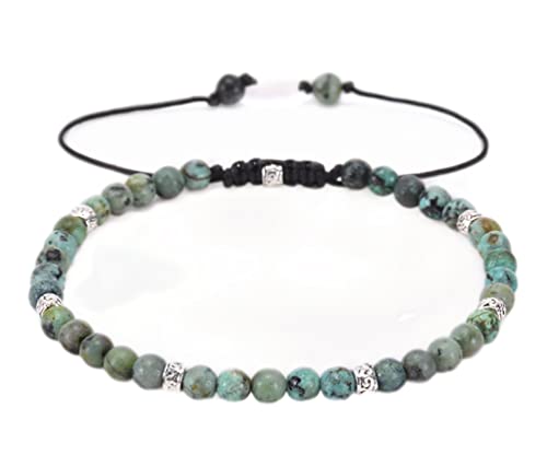 Women Boho Wrap Bracelet,Handmade Natural Stone Crystal Emperor Beads Heart Bracelet, Fashion Bohemian Jewelry Gift for Women - color: African Turquoise