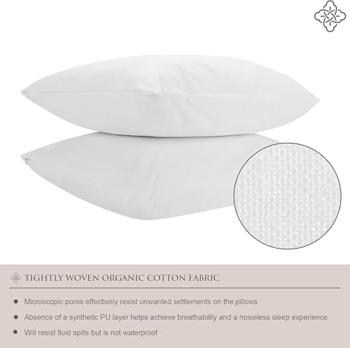 Bioweaves 100% Organic Cotton Breathable Pillow Protectors GOTS Certified with Zipped Closure – Youth - 16” x 22”, 2-Pack - size: Youth - 16"x22" - 2 pack