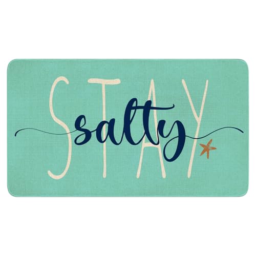 Summer Door Mat,Stay Salty Beach Ocean Indoor Outdoor Non-Slip Doormat,Entryway Front Porch Farmhouse Summer Welcome Door Rug Colorful for Entrance Decor 30" x 17" - color: Summer Stay Salty