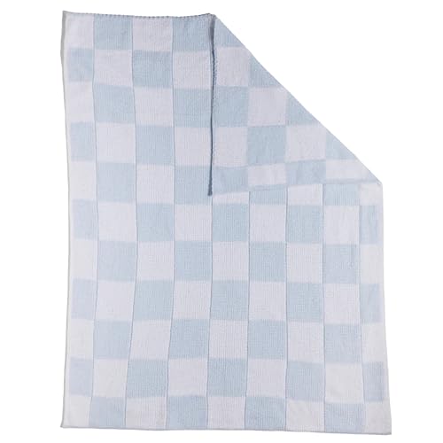 Living Textiles Blue Check Chenille Knitted Soft Baby Blanket - Reversible Premium Cozy Fabric for Best Comfort - for Infant,Toddler,Newborn,Nursery,Boy,Throw,Crib,Stroller - color: Blue Check