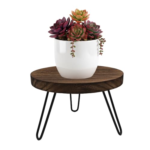 Wood Plant Stand Indoor Outdoor, 10'' Wooden Planter Stands Fit 5-12 Inch Pot, Plant Stool Flower Pot Stand Gardening Display Pedestals for Decor Living Room Balcony, Office, Patio - size: Medium