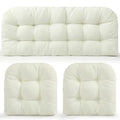 Barydat 3 Pack Wicker Furniture Cushions Waterproof Outdoor/Indoor Tufted Wicker Chair Cushions 1 Loveseat and 2 U-Shape Rattan Chairs for Patio Furniture, Rattan Love Seat, Bench(Cream) - color: Cream