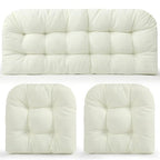 Barydat 3 Pack Wicker Furniture Cushions Waterproof Outdoor/Indoor Tufted Wicker Chair Cushions 1 Loveseat and 2 U-Shape Rattan Chairs for Patio Furniture, Rattan Love Seat, Bench(Cream) - color: Cream