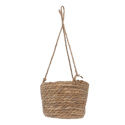 BESPORTBLE Natural Rope Hanging Plant Container Multi-Purpose Woven Flower Basket for Indoor Outdoor Use Practical Boho Style Planter for Garden Porch Home Office Decoration