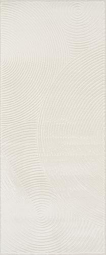 Abani Cream Area Rug for Living Room, Bedroom- Zen Reiki Pattern- 2'6" x 6' -Durable & Easy to Clean - color: Cream, size: 2'6" x 6' (Rectangular)
