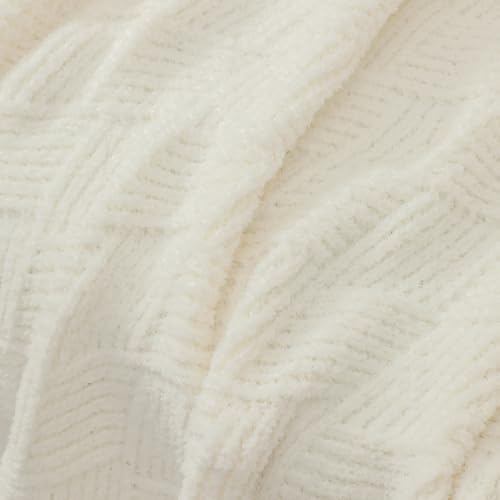 bearberry Super Soft & Fuzzy Minky Throw Blanket Lightweight All-Season - Diamond Stitch Plush Fleece for Couch, Bed, Sofa | Machine Washable Cozy Gift for Women, Men, Home(Cream, 50”x60”) - color: Argyle Knit Cream, size: Throw(50″x60″)