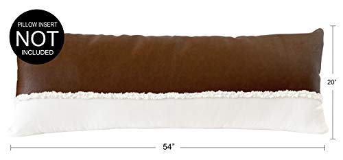 Boho Faux Leather Brown Cream Beige Ivory Tufted Fringe Bohemian Farmhouse Accent Decorative Couch Long Lumbar Throw Zipper Body Pillow Cover Case 54x20 Off White Modern Bedroom Living Room Decor Dorm - color: Ivory Faux Leather
