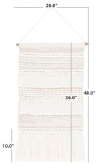 SAFAVIEH Home Collection Sedona Zeta Ivory/Beige Boho Tribal Woven Wool Tassel Fringe Tapestry Hanging Wall Art