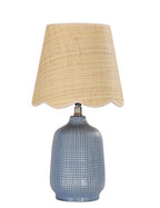 Pia Ricco 19" Modern Ceramic Table Lamp for Living Room Gray Blue Base Desk Lamps for Bedroom Farmhouse Bedside Nightstand Lamp End Table Lamps,Bule,Rattan Shade - color: Navy Blue Base