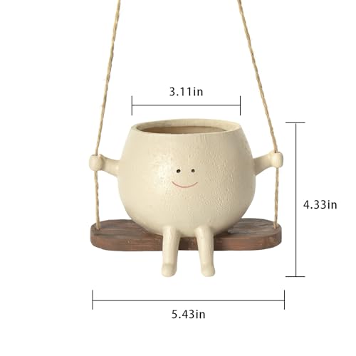 Swing Face Planter Pot Hanging Resin Flower Head Planters for Indoor and Outdoor Plants, Succulent Pots for String of Pearls Plant - Ideal Gifts for Mother's Day and Christmas (Medium) - size: Medium