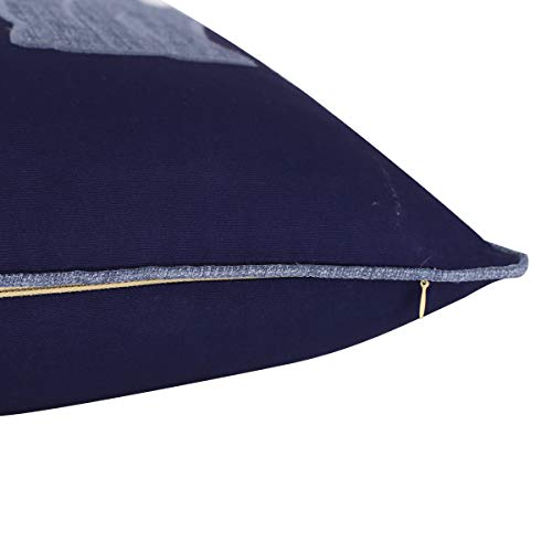 Navy Cotton Pillow Covers Decorative Moose Pillow Case for Sofa Cushions Covers 18x18 Inches (Navy) - color: Moose-navy