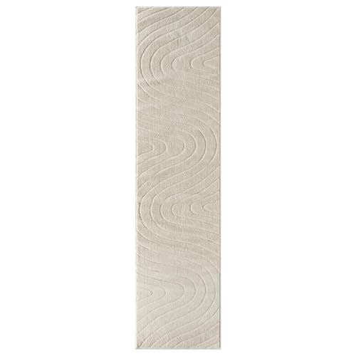 LUXE WEAVERS Modern Geometric Wave Cream 2x8 Area Rug - color: Cream, size: 2' x 8' (Runner)