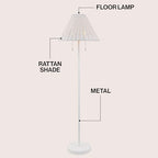 JONATHAN Y 61" White 2-Light Coastal Bohemian LED Floor Lamp for Living Room, Brown Rattan Shade, Mid-Century Modern Tall Standing Lamp, Pull-Chain, LED Bulbs Included (JYL3092B) - color: White