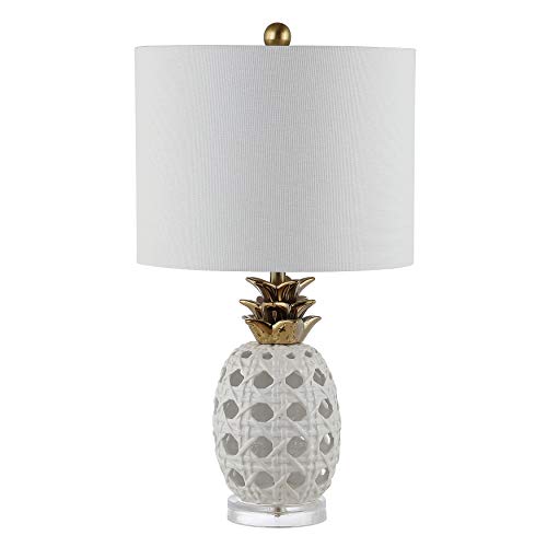 SAFAVIEH Lighting Collection Sonny Pineapple White 24-inch Bedroom Living Room Home Office Desk Nightstand Table Lamp (LED Bulb Included)