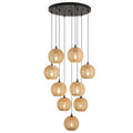 Round 9 Light Boho Pendant Light Rattan Hanging Lamp Hand Woven Wicker Small Chandelier Hanging Lights Fixture for Bedroom Kitchen Hallway Foyer - size: Round 9 Lights
