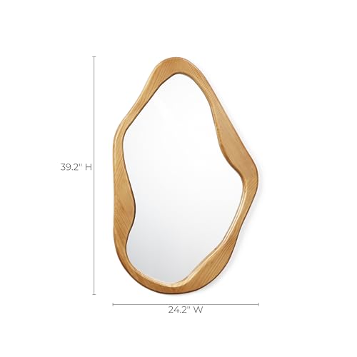 LuxenHome Asymmetrical Wall Mirror with Natural Pine Wood Frame,Irregular Wall Mirror for Living Room,Entryway,Bedroom,Decorative Mirror,Bathroom Mirror, Wood Wall Mounted Mirror - color: Irregular Asymmetrical