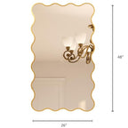 Kelly Miller 26x48 Inch Gold Scalloped Mirror, Large Rectangular Wavy Edge Bathroom Vanity Wall Mirror Decorative for Bedroom Living Room Entryway Fireplace Mantle - size: 48"L x 26"W