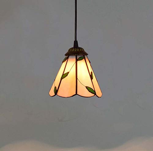 6 Inches Tiffany Style Pendant Ceiling Light Pastoral Stained Glass Pendant Lamp Fixture for Restaurant Hallway Kitchen Bar Hanging Lighting,110-240V,E27,40W(15×90cm),A
