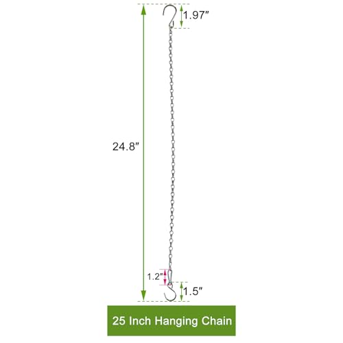 Chain for Hanging Plants,25 Inch Silver Hanging Chain Basket Kits with Hooks for Bird Feeder Plant Extender Porch Wind Chime (Silver, 25 Inch-4PCS) - color: Silver, size: 25 Inch-4PCS
