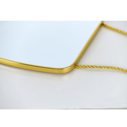Irregular Rectangular Wall Mirror, 15.6x9.2-inch Gold Wall-Mounted Mirror, Modern Decorative Wall Mirror, Suitable for Bathrooms, Hallways, Entryways, and More (Gold)