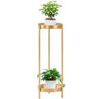Metal Gold Tall Plant Stand Indoor or Outdoor - 30 inch 2 Tier Modern Corner Planter Shelf Rack with 2 Removable Display Shelves(10 inch) for Bedroom Living Room Balcony