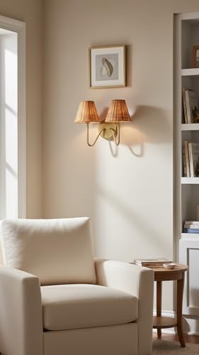 Aspen Creative 51003 Empire Clip-On Chandelier Lamp Shade, Natural Rattan, 3" Top x 6" Bottom x 5" Slant Height - color: Natural - 6"