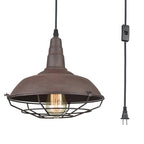 DAYCENT Industrial Plug-in Pendant Light Barn Style Hanging Lamp with Wire Caged Swag Light Fixture for Bedroom Hallway Kitchen Living Room, On/Off Switch - color: Plug-in