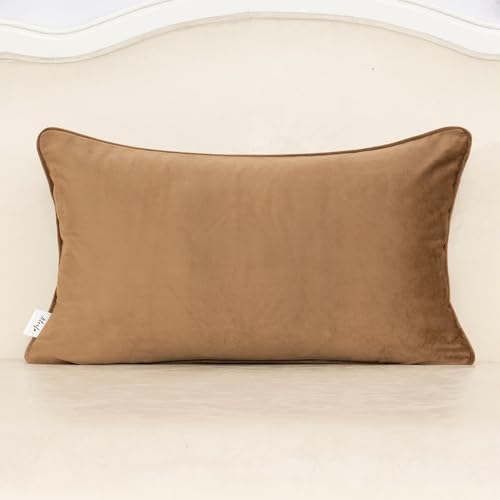Alerfa Brown Floral Throw Pillow Cover 12 x 20 Inch Cut Velvet Rectange Luxury Decorative Lumbar Pillow Cover for Couch Living Room Bedroom - color: Brown, size: 20" x 12" (Pack of 1)