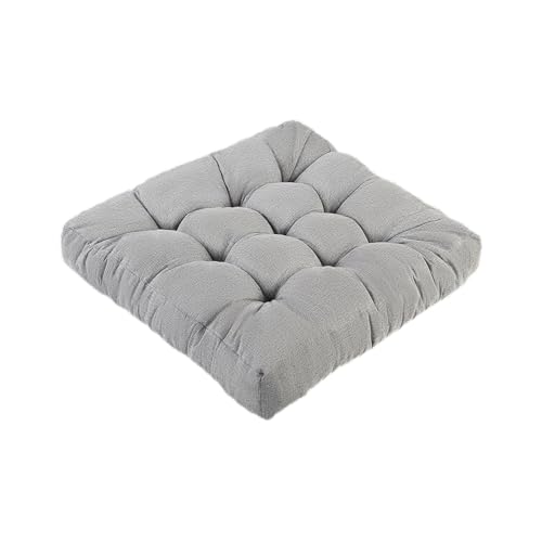 Meditation Floor Cushions, Thickened Floor Pillow for Adults, Large Square Pillows Seat Cushion for Tatami Living Room Yoga, Memory Sponge Block Added, 22x22 Inch, Grey