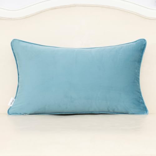 Alerfa Blue Floral Throw Pillow Cover 12 x 20 Inch Cut Velvet Rectange Luxury Decorative Lumbar Pillow Cover for Couch Living Room Bedroom - color: Blue, size: 20" x 12" (Pack of 1)