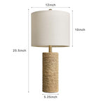 BOBOMOMO Boho Lamps Set of 2, 25.5" Coastal Farmhouse Bedside Lamps, Resin Woven Rattan-Look Nightstand Lamps with Linen Shade & Rotary Switch for Bedroom Living Room Home Decor