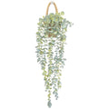 Fake Hanging Plant Decor Indoor, Eucalyptus Artificial Faux Plants in Wall Woven Planters, Jute Hanger with Black Pot Soft Green 1PCS 23Inch Long - size: Jute Hanger-1PCS