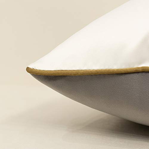 Avigers 12 x 20 Inches Gray White Gold Leather Striped Patchwork Velvet Cushion Case Luxury Modern Throw Pillow Cover Decorative Pillow for Couch Living Room Bedroom Car - color: Gray, size: 20" x 12" (Pack of 1)