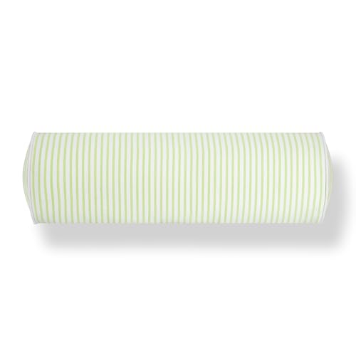 Hofdeco Premium Coastal Hampton Outdoor Performance Bolster Pillow Cover Only, 6"x20" Water Repellent, UV and Fade Resistant for Backyard, Couch, Poolside, Grass Green Woven Coastline Stripes - color: Grass Green Coastline Stripes 6"x20"