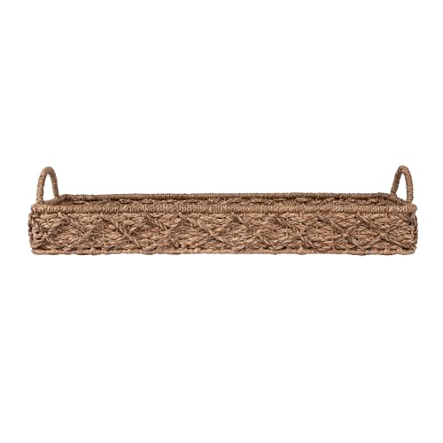 Creative Co-Op Bankuan Rope Diamond Weave Tray with Handles - size: 32" x 13" x 4"